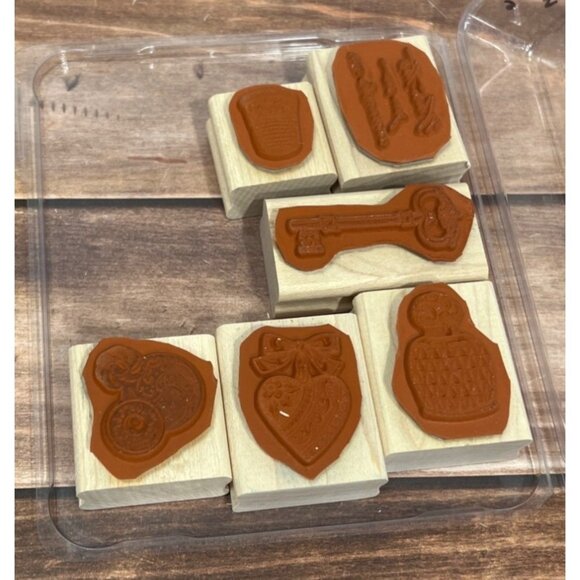 Stampin Up! Antique Collectibles Wood Mounted Rubber Stamp Set Of 6 2000 - Picture 5 of 5